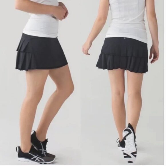 Lululemon Run Black Pace Setter Mini Skirt Size 6 Reg - Picture 2 of 14